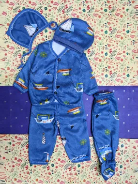 0Mth - 4Mth Blue 5Pcs Fleece Suit For Newborn BG NBGS60