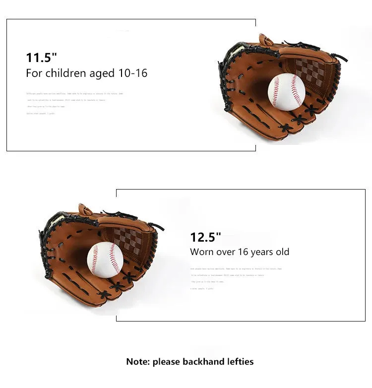 1PCS Pure Leather Baseball Glove Adult Children Baseball Training Thickened Cushioning Infield Pitcher Baseball Glove