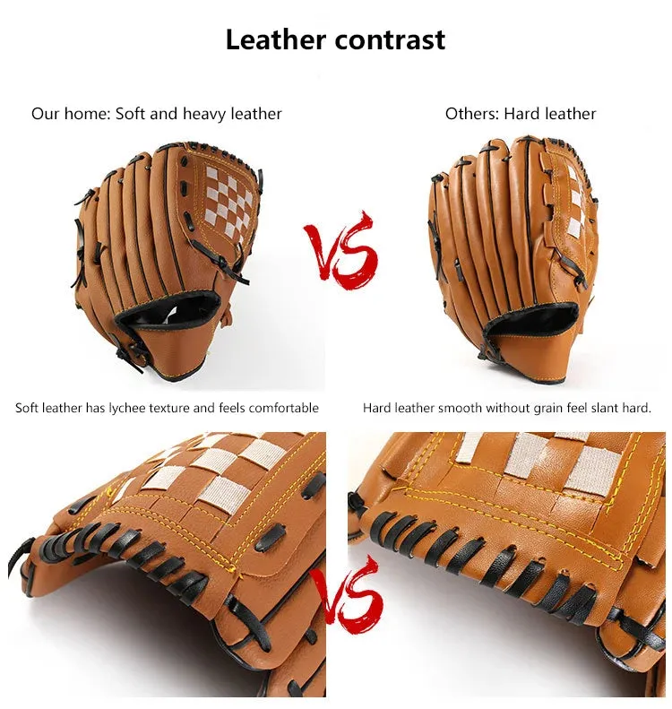 1PCS Pure Leather Baseball Glove Adult Children Baseball Training Thickened Cushioning Infield Pitcher Baseball Glove