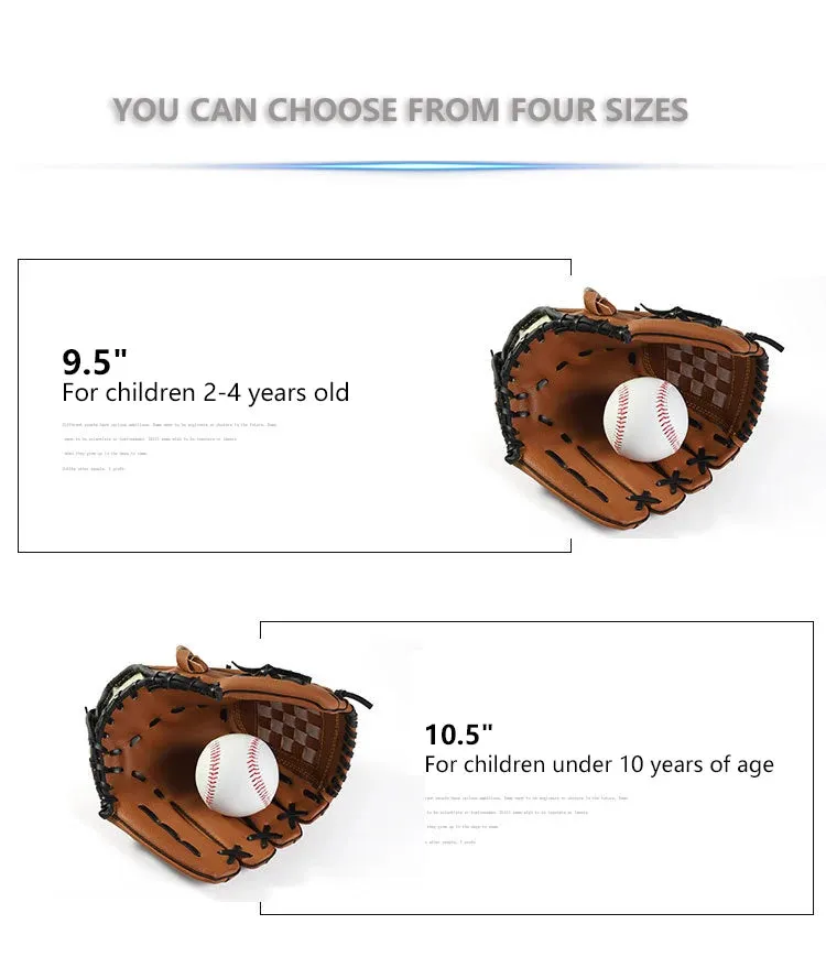 1PCS Pure Leather Baseball Glove Adult Children Baseball Training Thickened Cushioning Infield Pitcher Baseball Glove