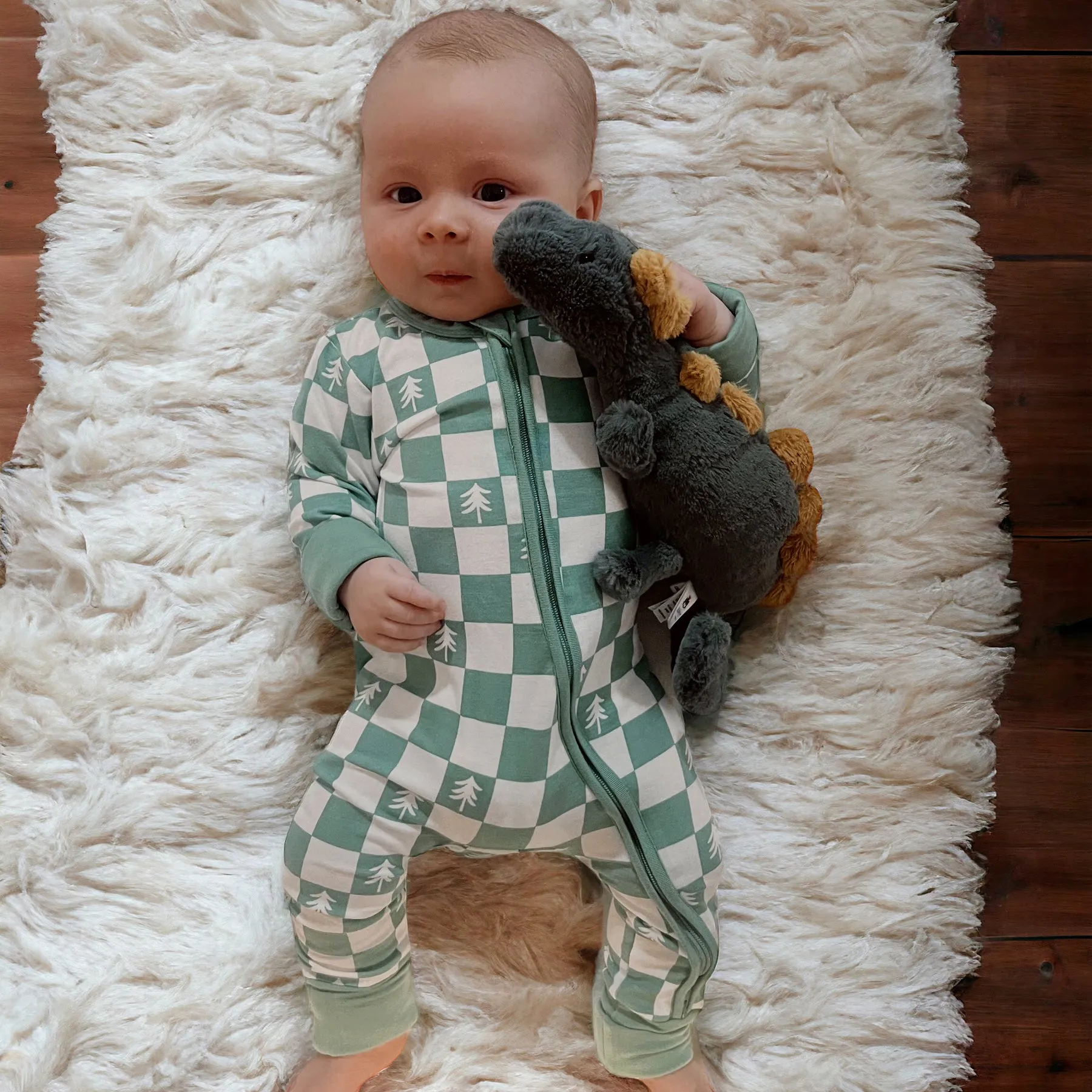 2-Way Convertible Zip Romper, Trees Checkerboard