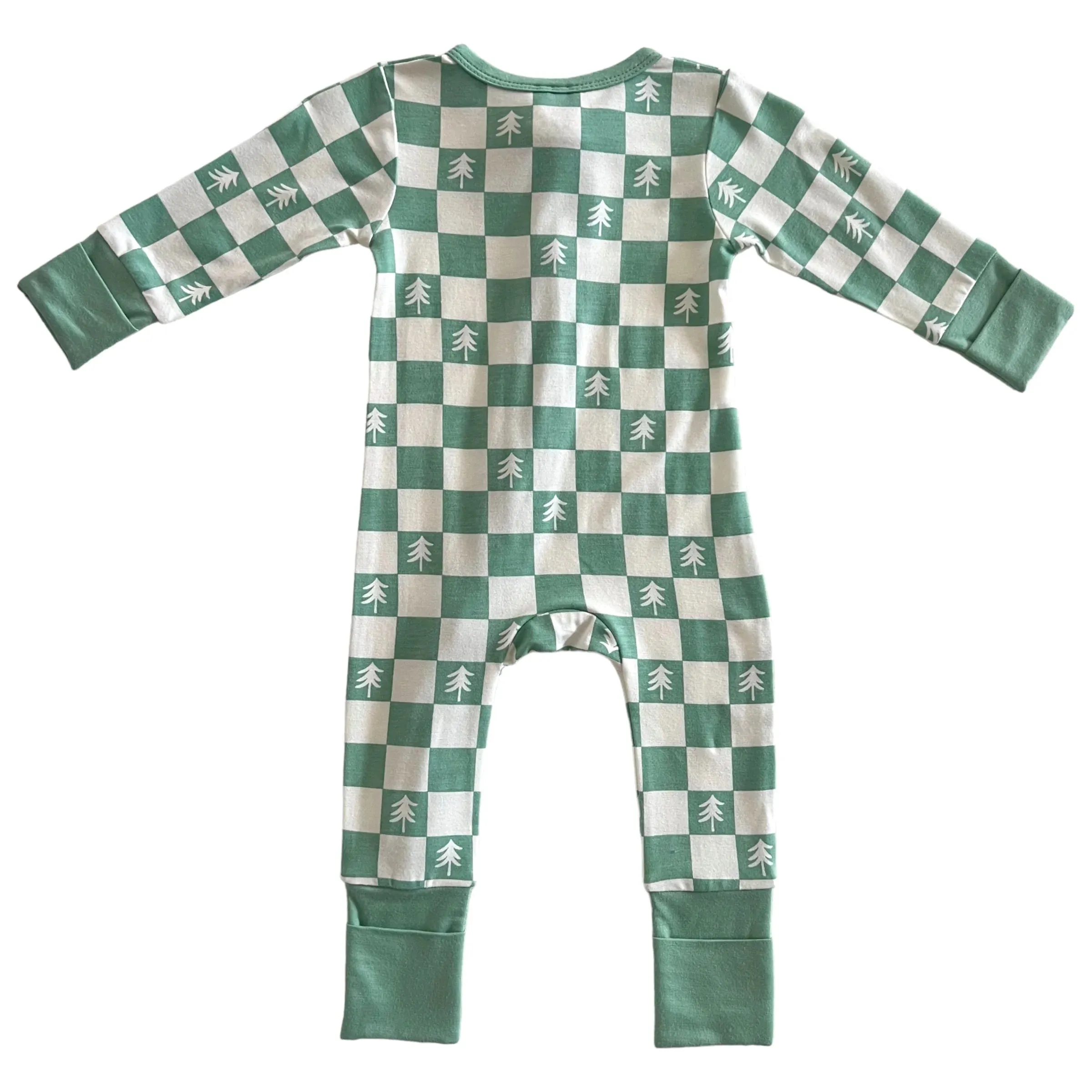 2-Way Convertible Zip Romper, Trees Checkerboard