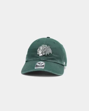 47 Brand Chicago Blackhawks Clean Up Strapback Dark Green/Natural