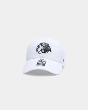 47 Brand Chicago Blackhawks Clean Up Strapback White/Black