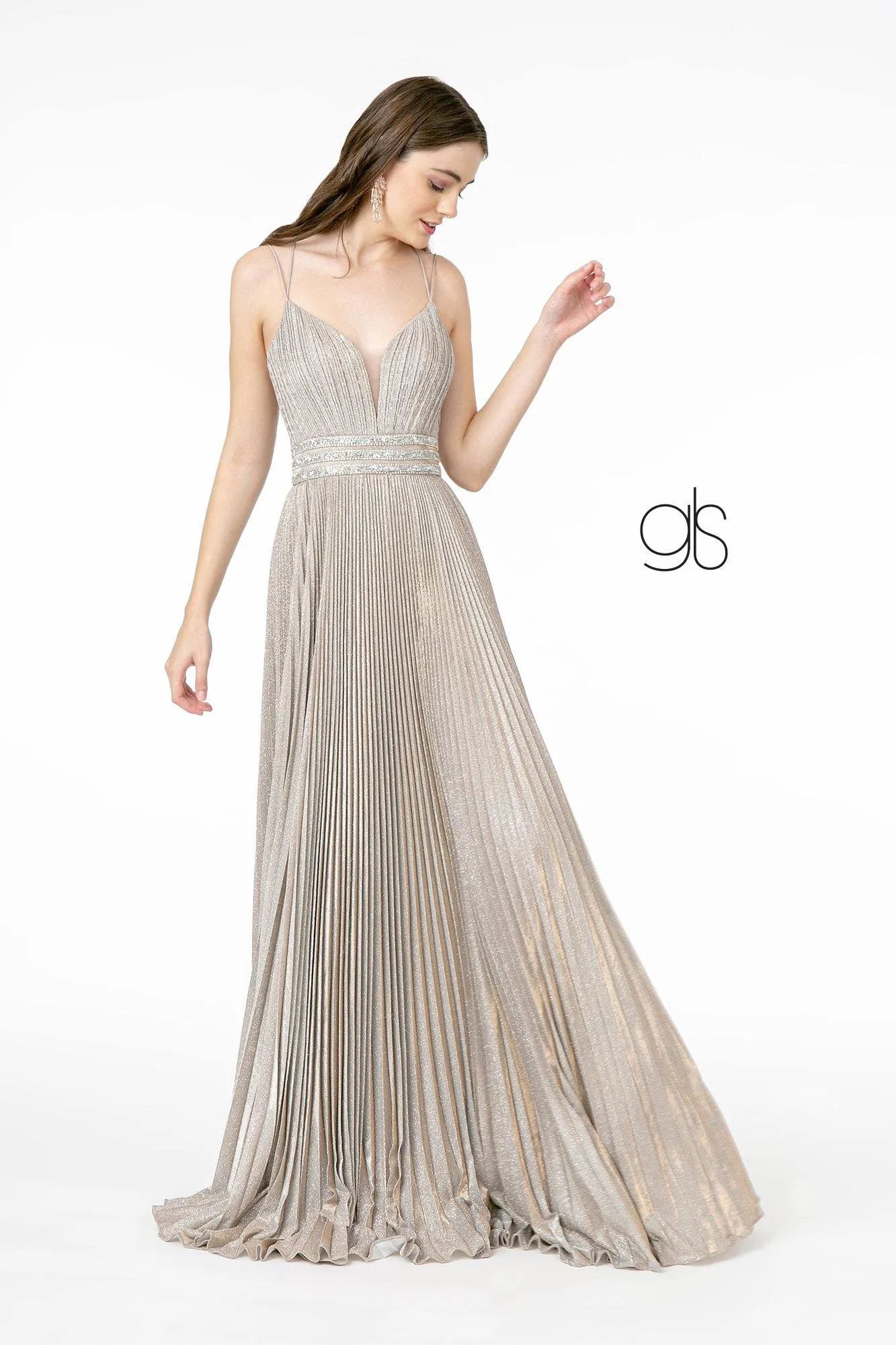 A-Line Pleated Long Prom Dress