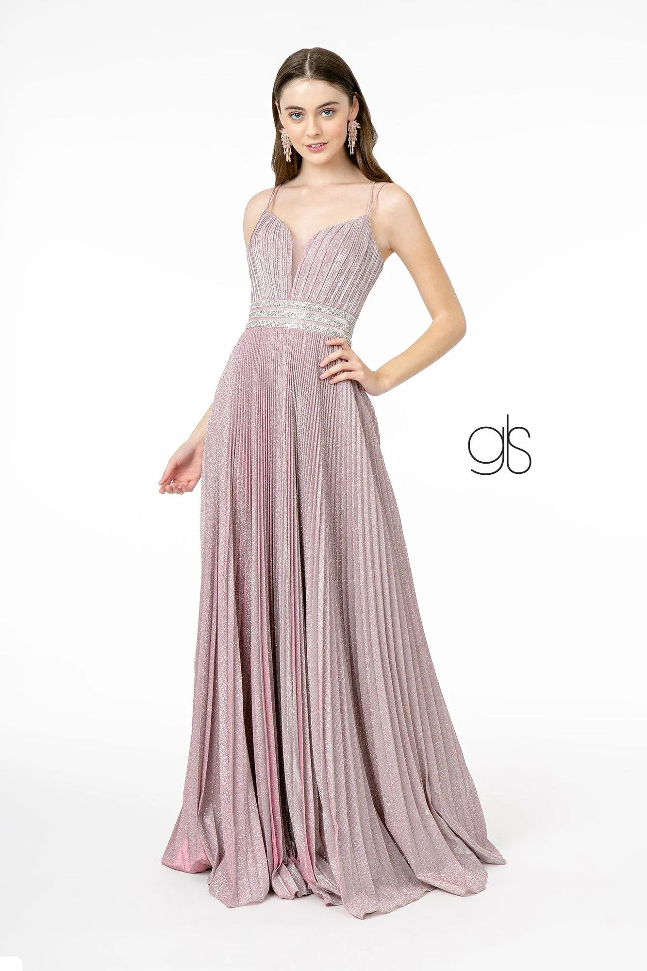 A-Line Pleated Long Prom Dress