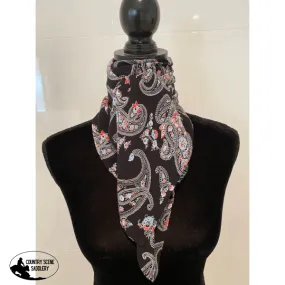 A7298 - Black Paisley Rawhide Scarf