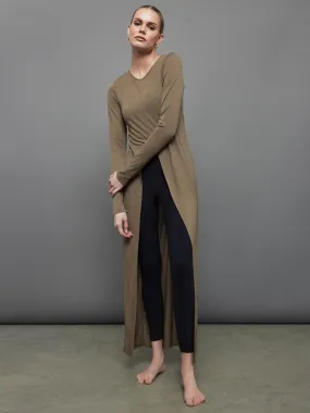 Alina Cashmere Shirt Dress - Olive