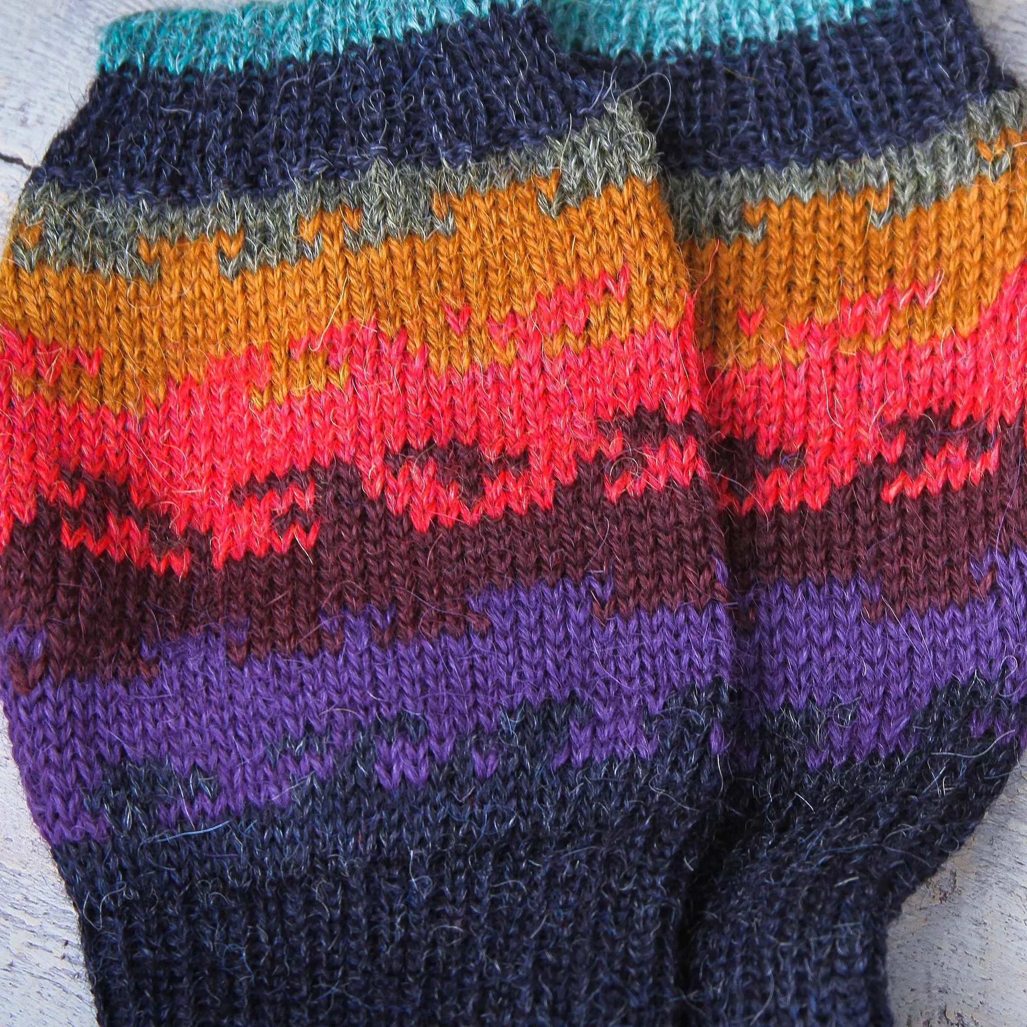 Andean Twilight Hand Crafted Alpaca Wool Gloves