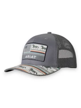 Ariat Ladies Striped Horse American Flag Grey Cap A300082206