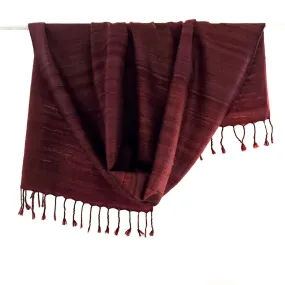 Avani Wild Silk & Wool Shawl in Maroon Red