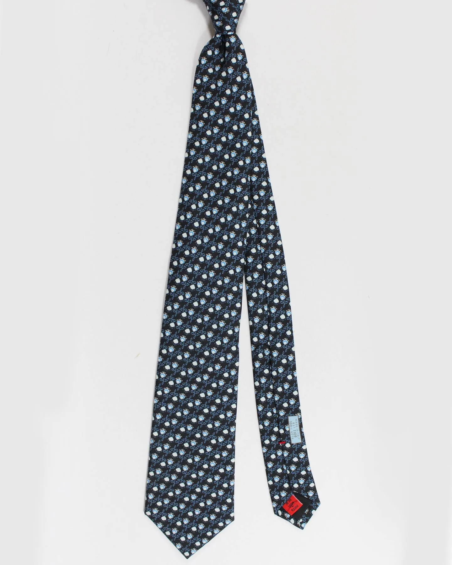 Battistoni Silk Tie Navy Blue Flowers