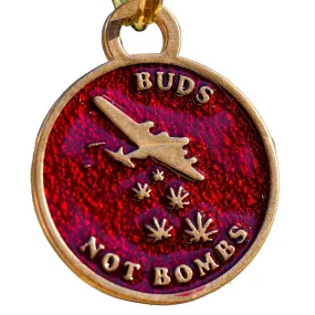 Buds Not Bombs High Flyer Panama Red Enamel Key Chain