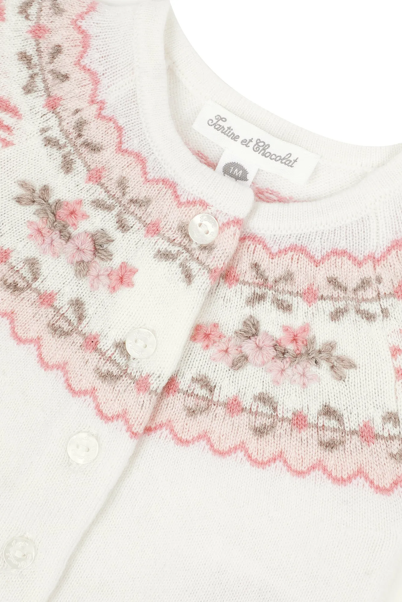 Cardigan - Ecru Jacquard Embroidery