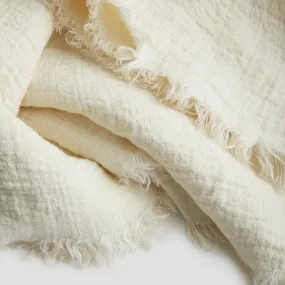 Cream Linen Crinkle Throw