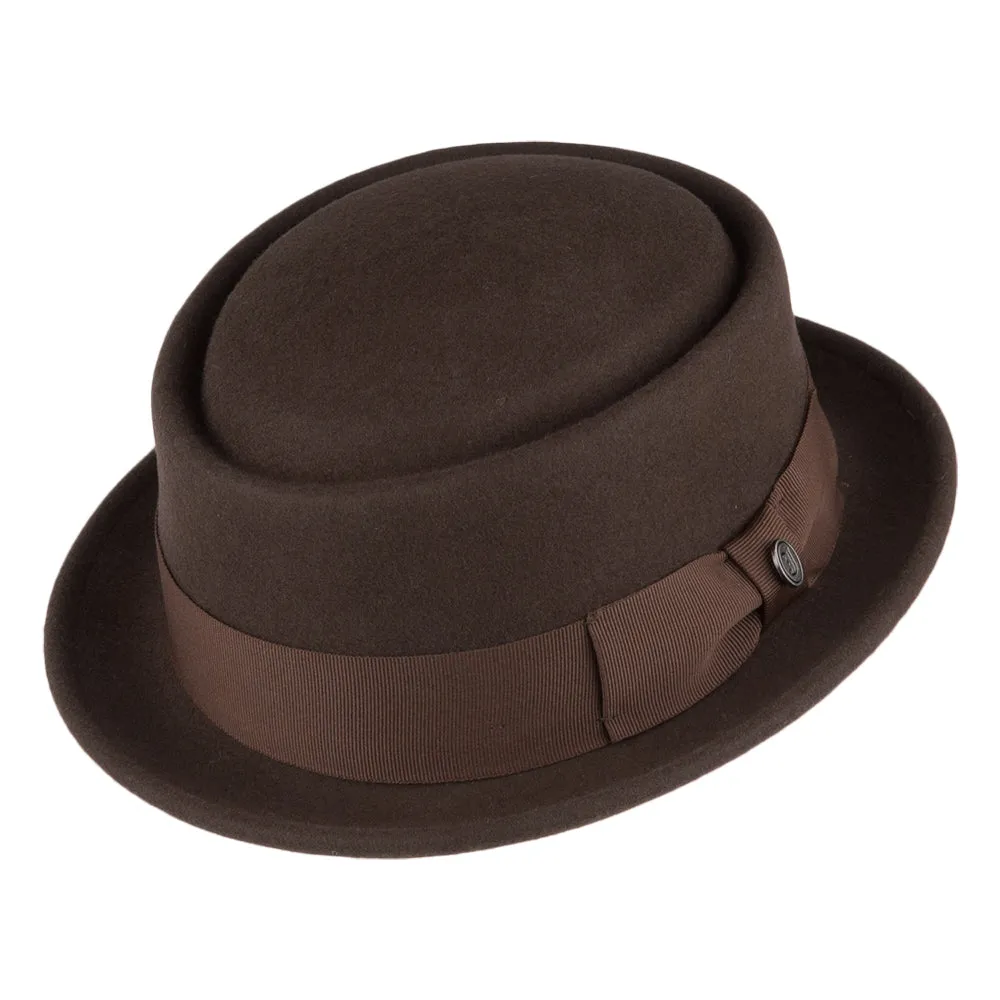 Crushable Wool Pork Pie Hat - Brown