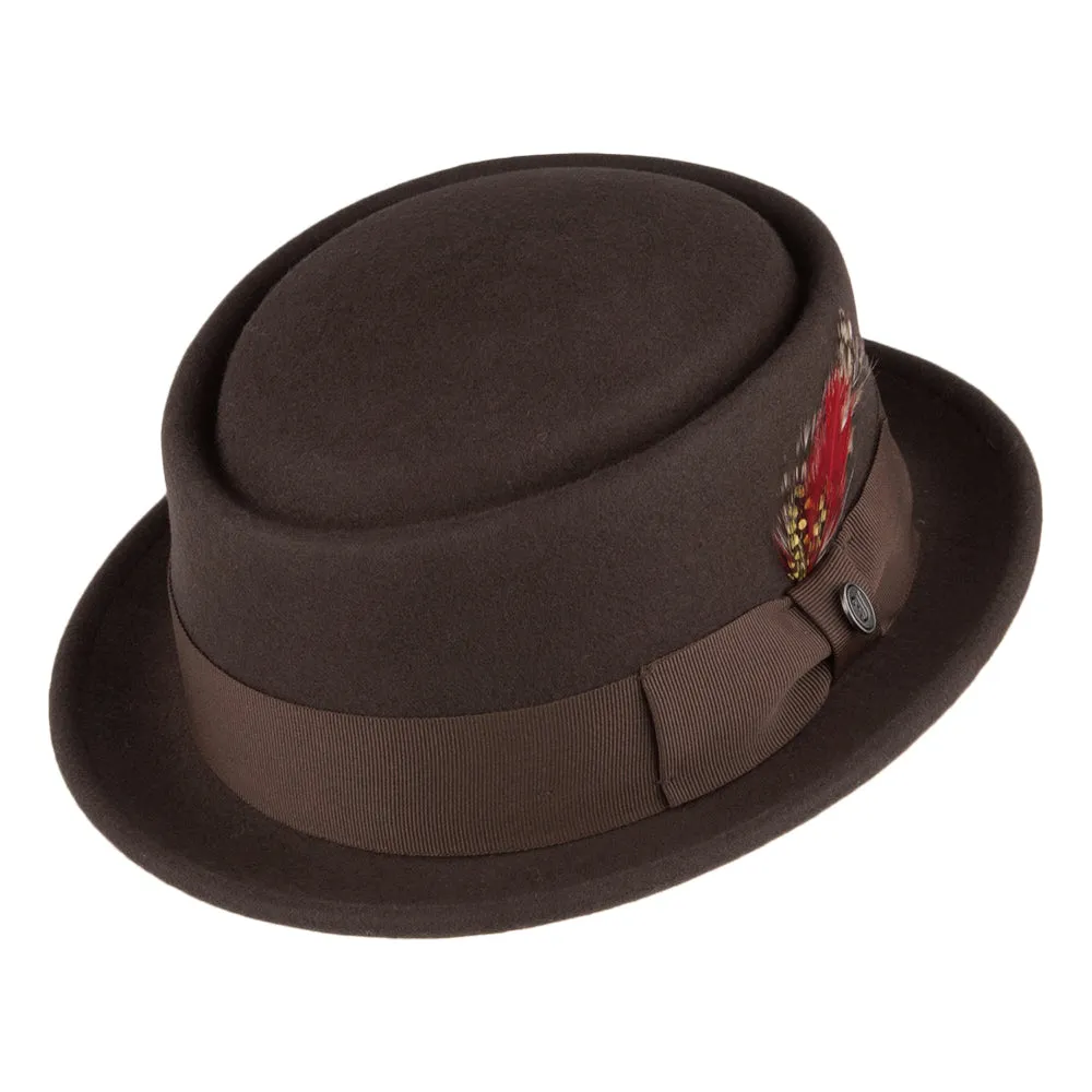 Crushable Wool Pork Pie Hat - Brown