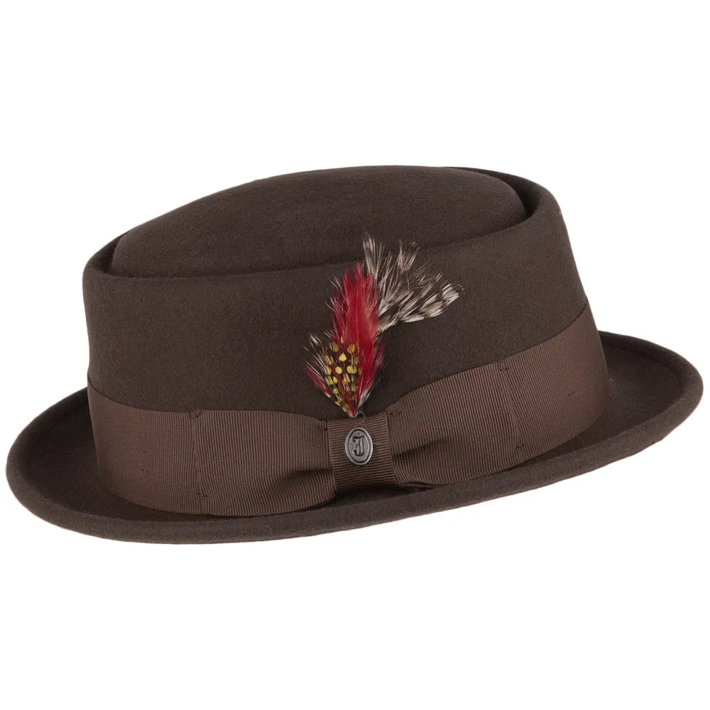 Crushable Wool Pork Pie Hat - Brown