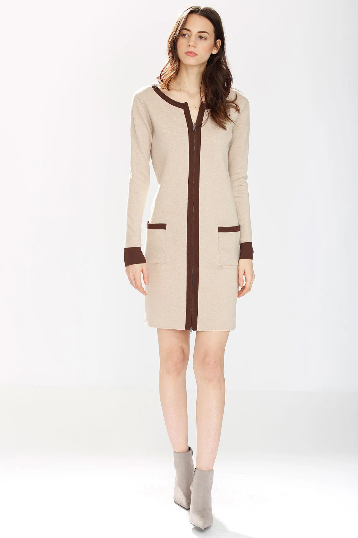 Danielle Reversible 4-Way Silk/Cashmere Cardigan/Dress – Beige/Pink