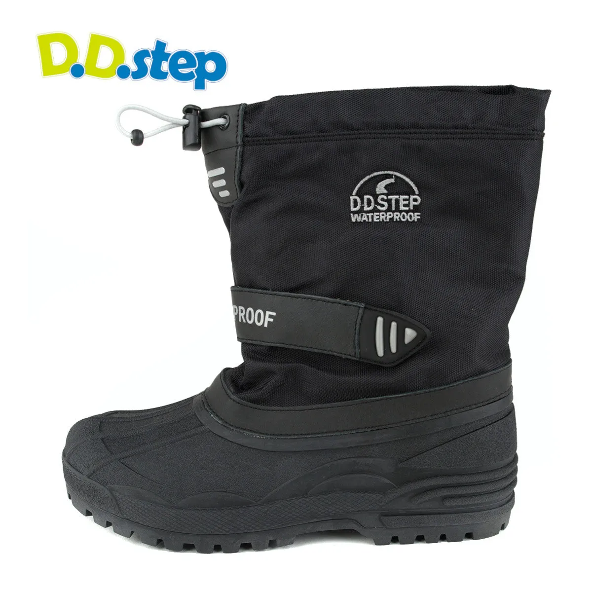 D.D. Step big kid boy winter boots with fleece insulation black color size US 12-3.5