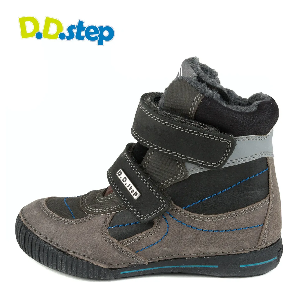 D.D. Step little kid shoes/winter boots with faux fur insulation grey and black size US 8.5-12