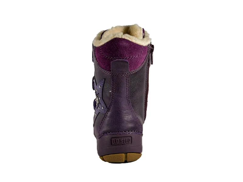 D.D. Step little kid shoes/winter boots with faux fur insulation purple with star size US 8.5-12