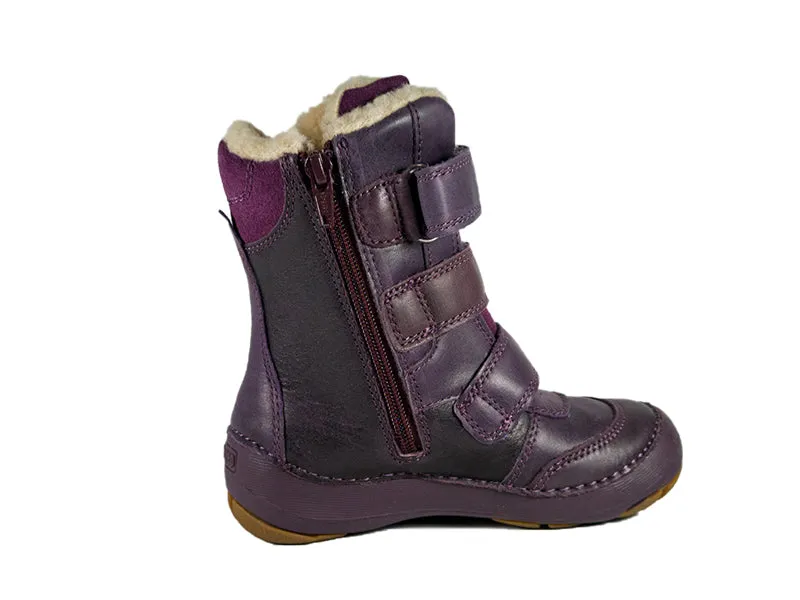 D.D. Step little kid shoes/winter boots with faux fur insulation purple with star size US 8.5-12