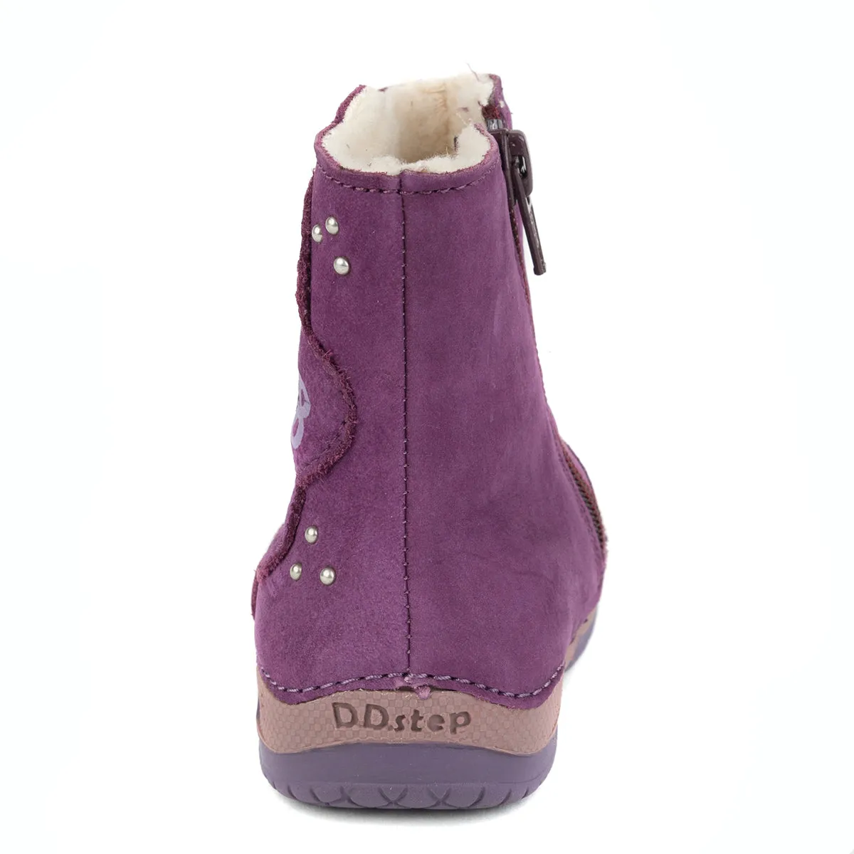 D.D. Step toddler girl winter boots with faux fur insulation lavender with flower size US 4-8. Cute boots for little  girls