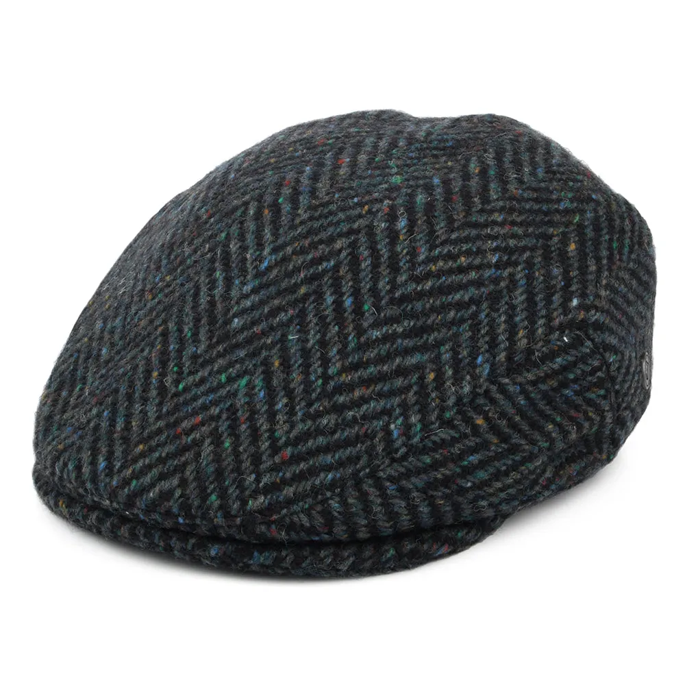 Donegal Tweed Herringbone Stravalley Flat Cap - Blue-Mix