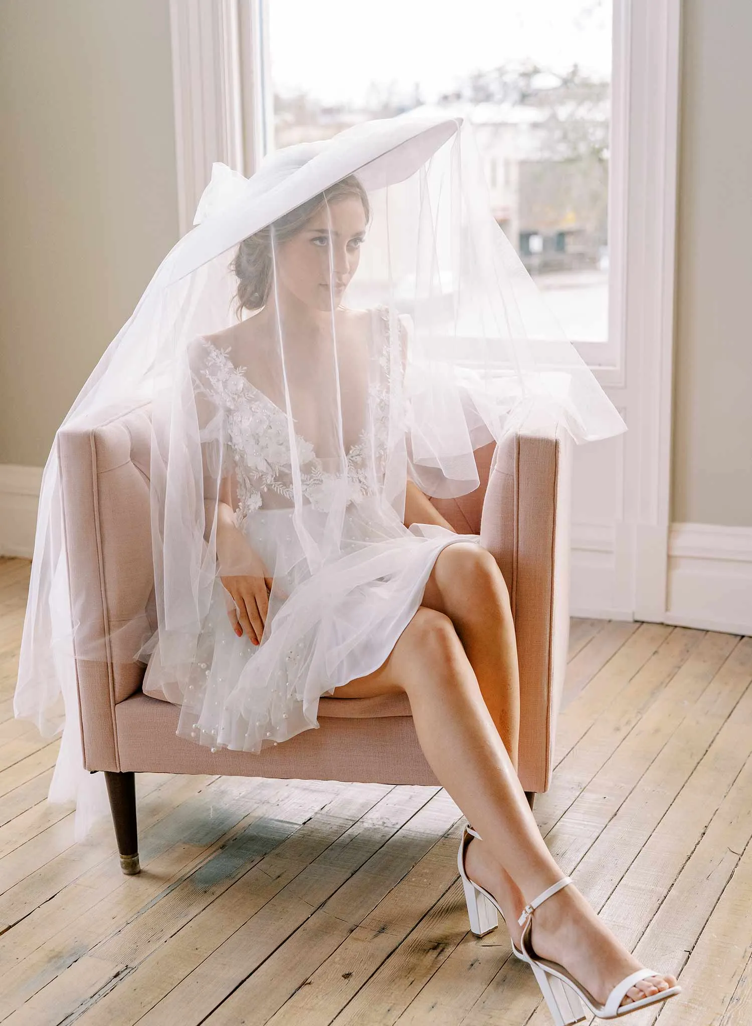 Dream cloud bridal hat with veil - Style #2456