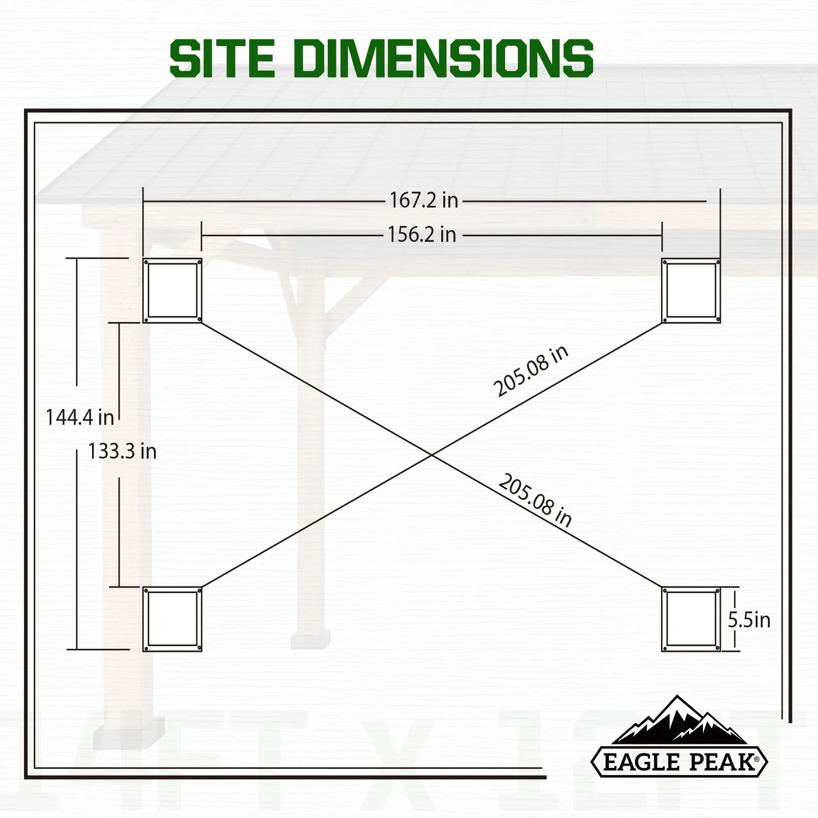 EAGLE PEAK 15x13 Solid Wood Patio Gazebo, Cedar Framed Outdoor Pavilion Cabana with Black Steel Gable Hardtop Roof, 14x12 Frame, Black