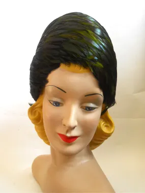 Emerald Green Feathered turban Style Hat circa 1960s