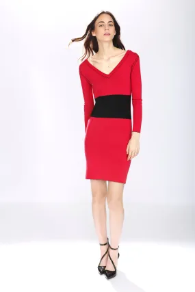 Erin Soft Silk/Cashmere Reversible 4-Way Dress - Red/Black