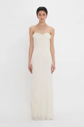 Exclusive Floor-Length Corset Detail Gown In Ivory