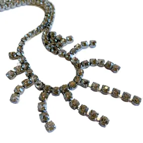 Fringed Bib Clear Rhinestone Necklace circa 1950s