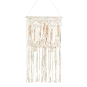 FRINGED WALL HANGING WITH BEADS AND TASSELS