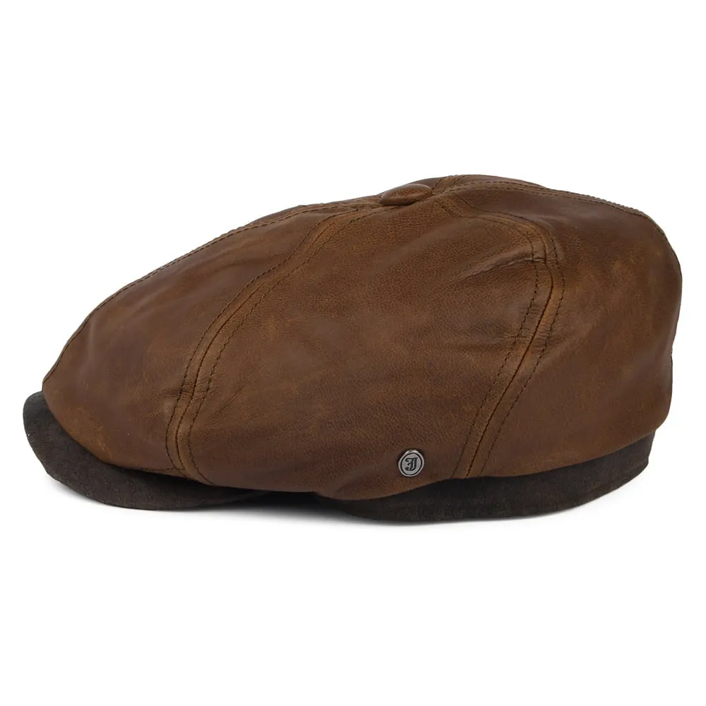 Fulton Leather Flat Cap - Brown