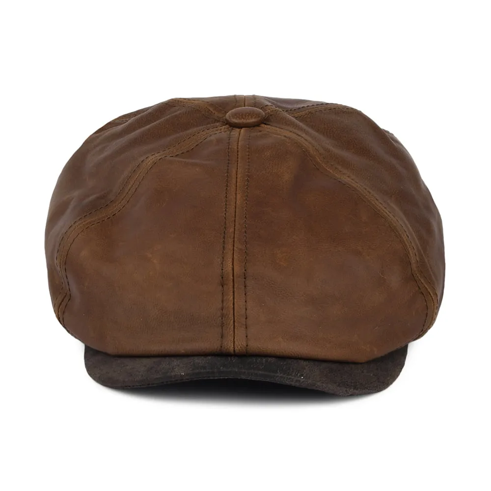 Fulton Leather Flat Cap - Brown