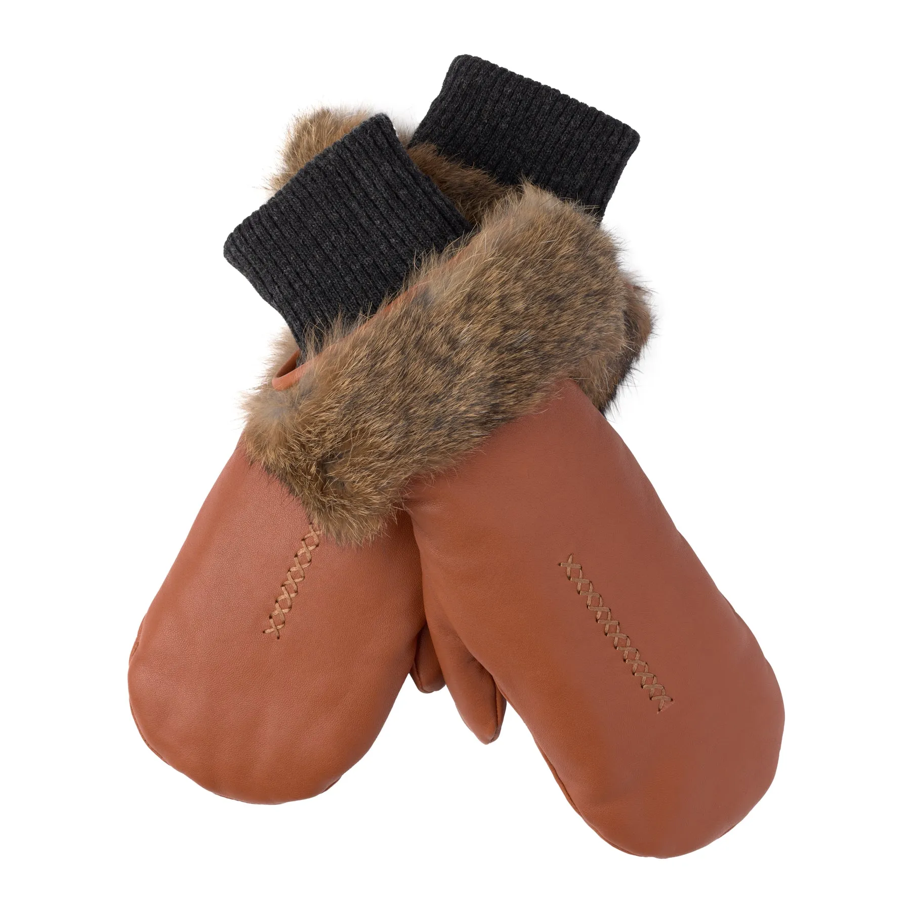 Fur Trim Leather Mitt