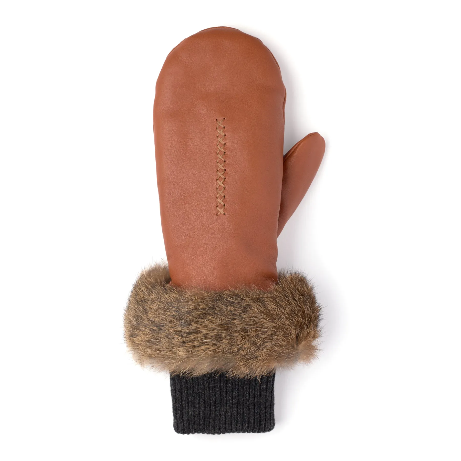 Fur Trim Leather Mitt