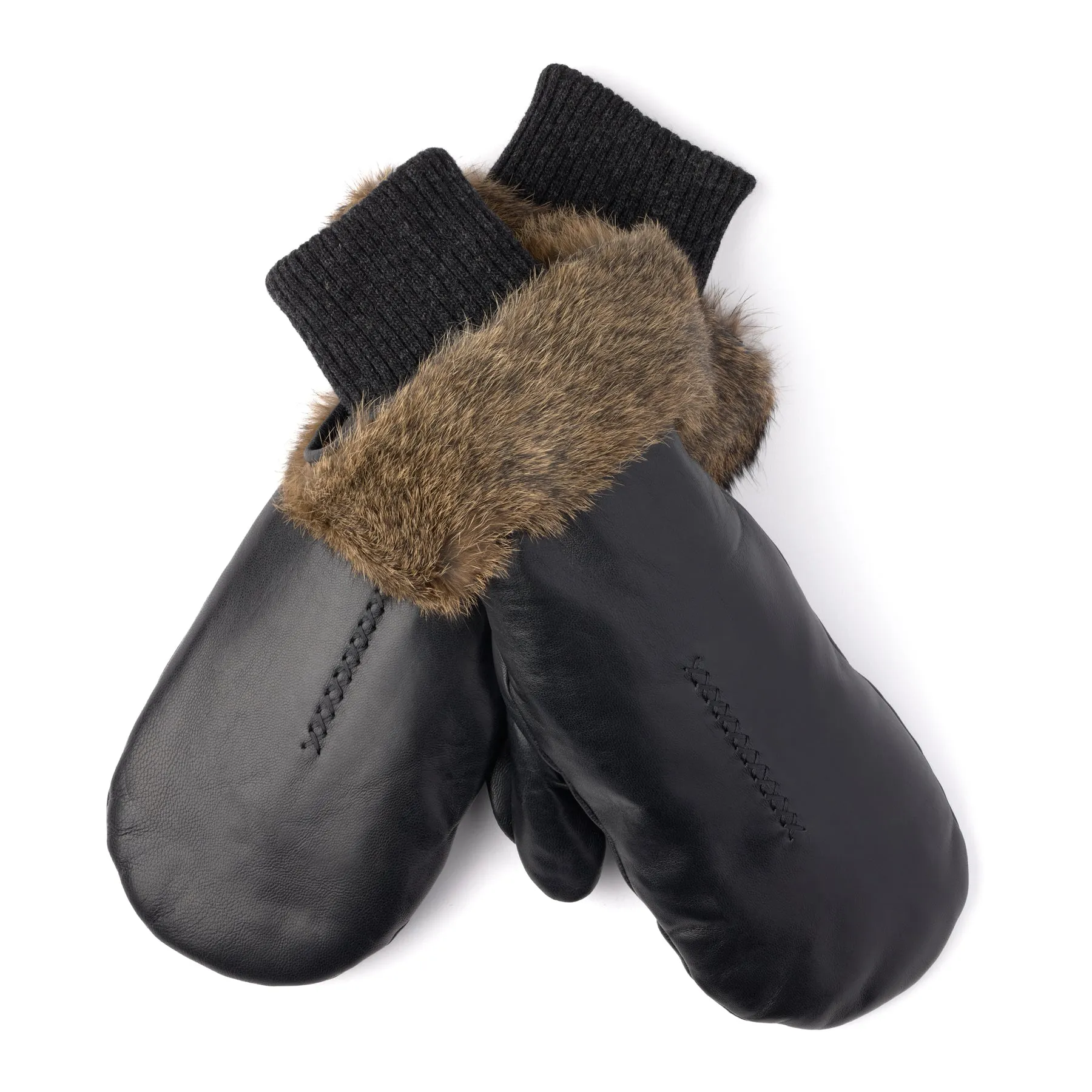 Fur Trim Leather Mitt