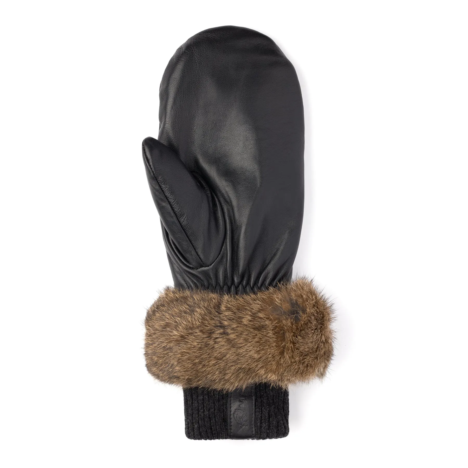 Fur Trim Leather Mitt