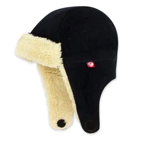 Furry Fleece Trapper Hat - Black