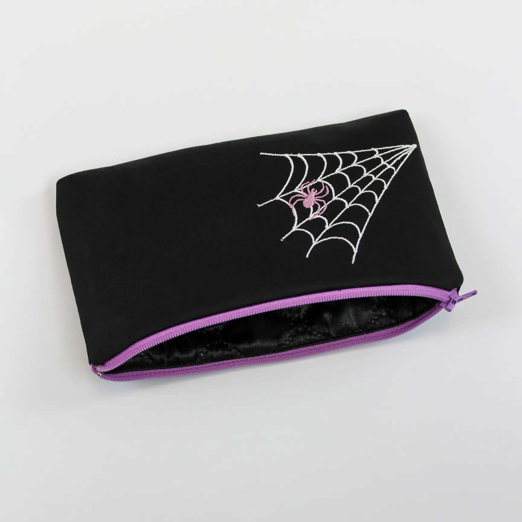 Halloween Embroidered Make-up Pouch 7.5" x 4.5" - Lavender #HEW-SP-L or Burgundy #HEW-SP-B