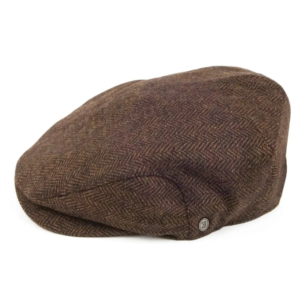 Herringbone Extended Bill Flat Cap - Brown