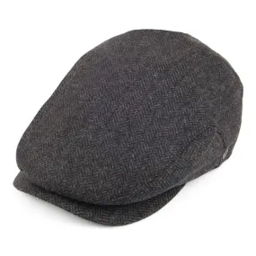 Herringbone Extended Bill Flat Cap - Charcoal