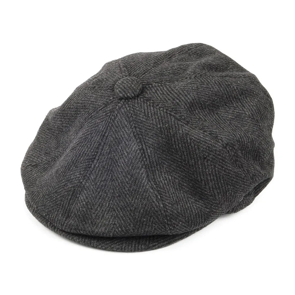 Herringbone Newsboy Cap - Charcoal