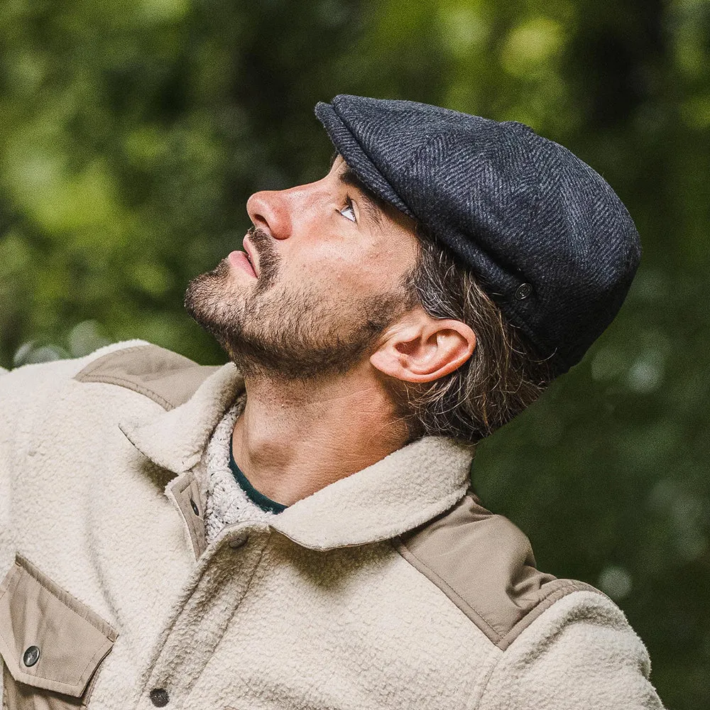 Herringbone Newsboy Cap - Charcoal