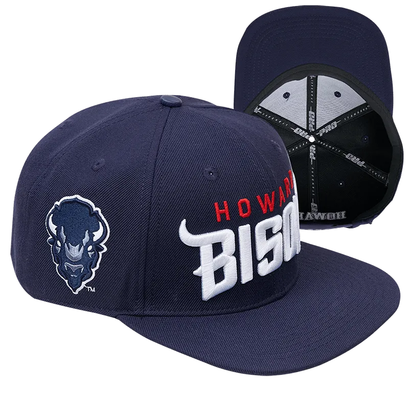 HOWARD UNIVERSITY CLASSIC UNISEX STACKED LOGO WOOL SNAPBACK HAT (MIDNIGHT NAVY)