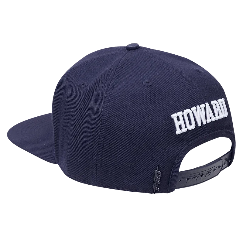 HOWARD UNIVERSITY CLASSIC UNISEX STACKED LOGO WOOL SNAPBACK HAT (MIDNIGHT NAVY)